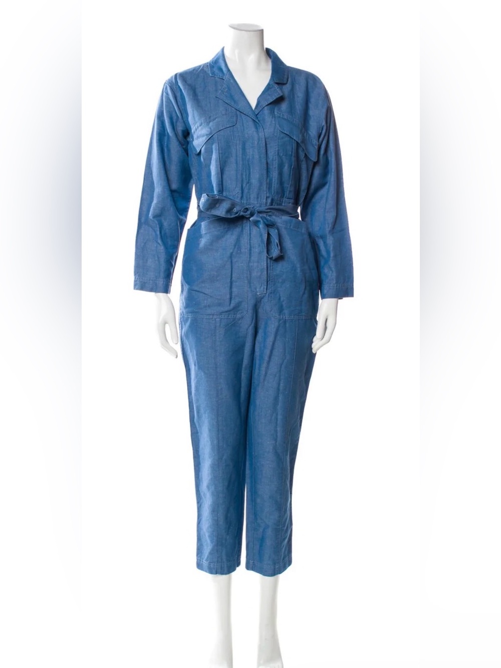 Alex Mill Linen/Cotton Utility Jumpsuit XS Blue Chambray Boiler Suit Coveralls